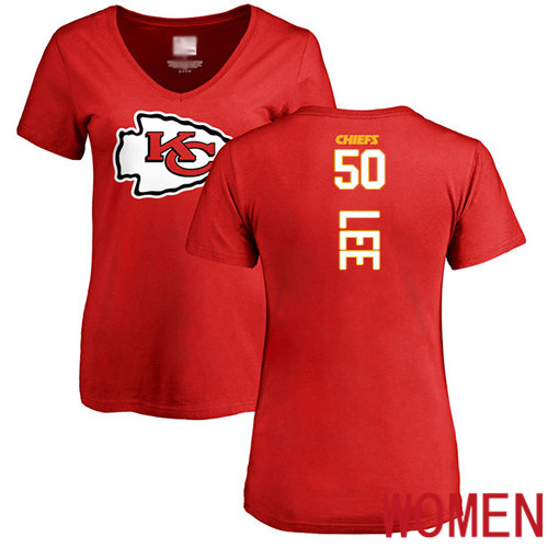Women Kansas City Chiefs #50 Lee Darron Red Backer NFL T Shirt->nfl t-shirts->Sports Accessory